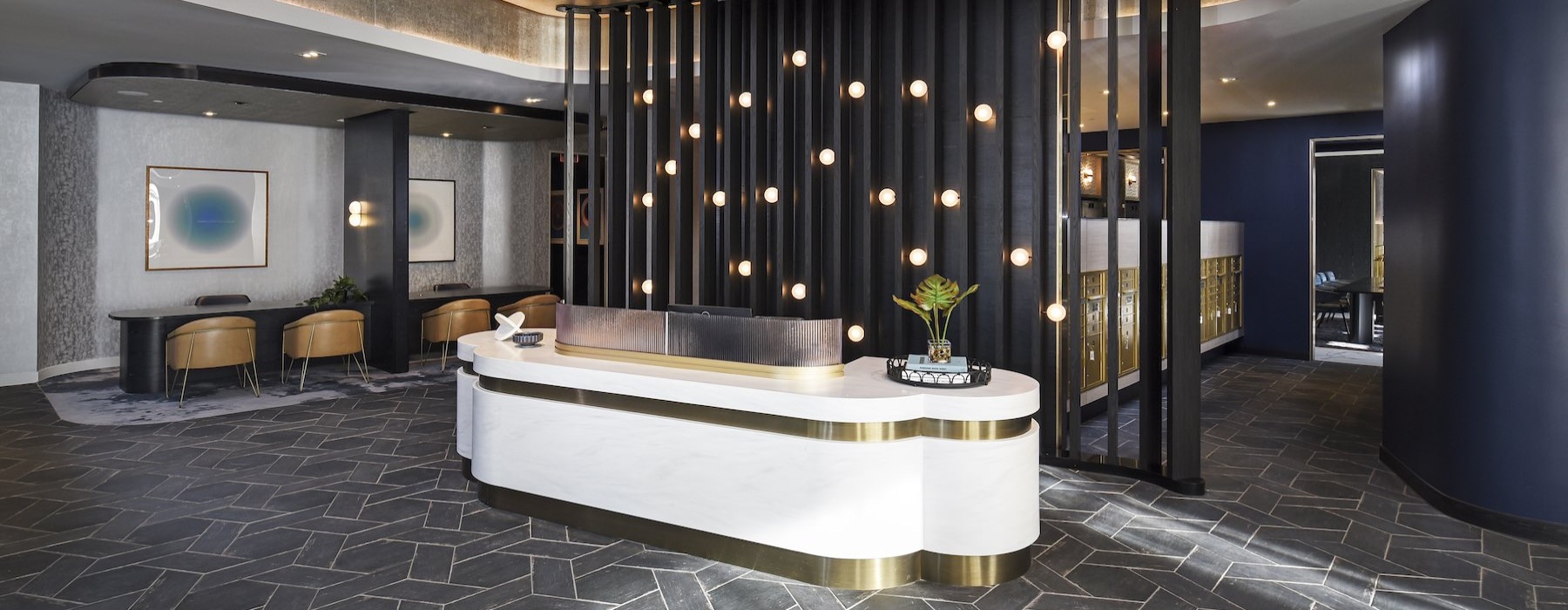 a front desk of a leasing office