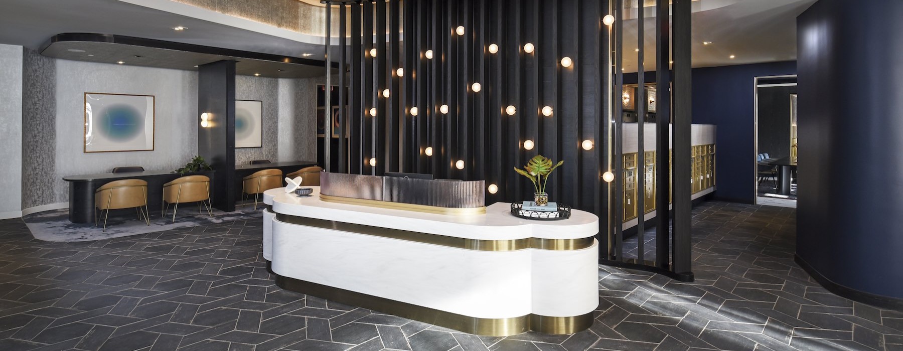 a front desk of a leasing office