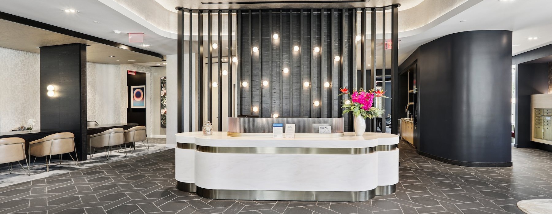 a leasing office front desk area