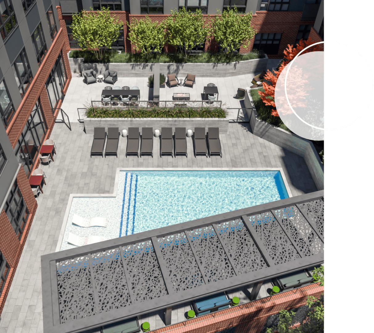 Aerial View of the Resort-Style Pool at Our Washington, DC Luxury Apartments
