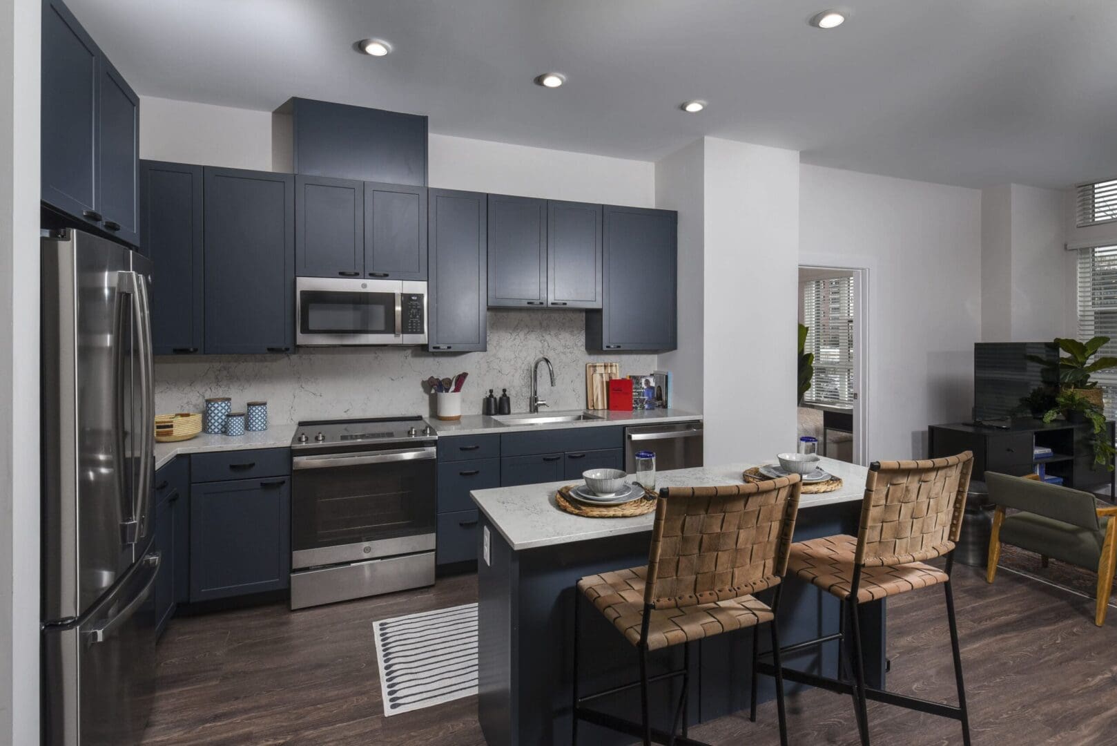 Washington apartments in DC with an open-concept kitchen and living area